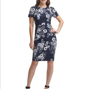 Navy Floral Sheath Dress